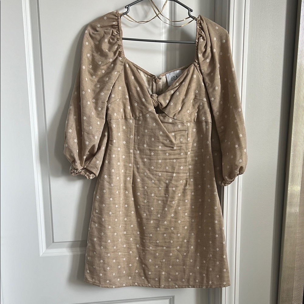 J.O.A. Cream Ruched Tie Front Mini Sundress